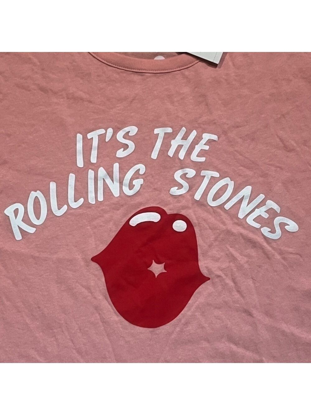 NWT THE ROLLING STONES PINK Cut off with Lips - Picture 2 of 3